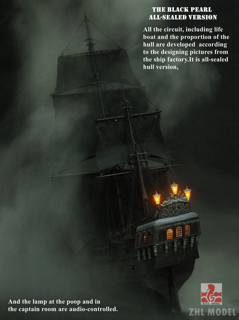 ZHL all sealed version of the black pearl ship wooden model